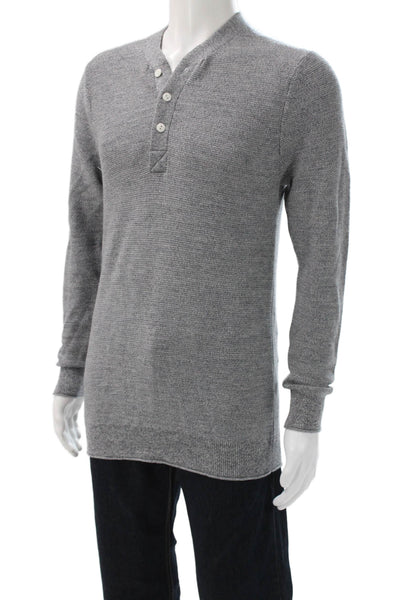 Bonobos Mens Henley Pullover Merino Wool Button Long Sleeve Gray Size M