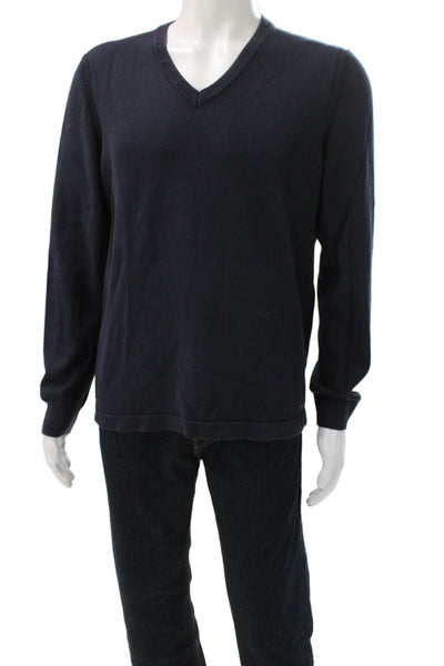 Hugo Boss Mens Pullover V-Neck Dark Blue Long Sleeve Size XL
