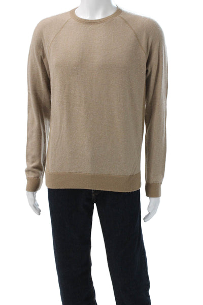 Vince Mens Pullover Crew Neck Sweater Beige Long Sleeve Size M