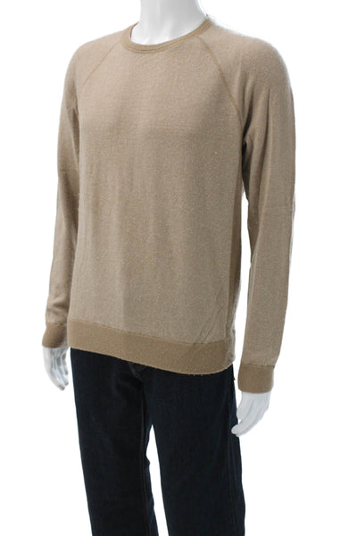 Vince Mens Pullover Crew Neck Sweater Beige Long Sleeve Size M