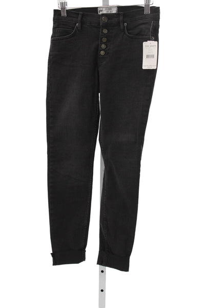 Free People Women Black Skinny Ankle Mid Rise Jeans Button Size 25