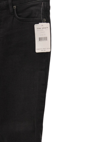 Free People Women Black Skinny Ankle Mid Rise Jeans Button Size 25