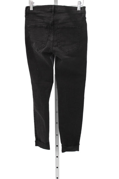 Free People Women Black Skinny Ankle Mid Rise Jeans Button Size 25