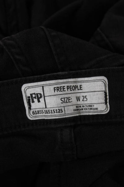Free People Women Black Skinny Ankle Mid Rise Jeans Button Size 25