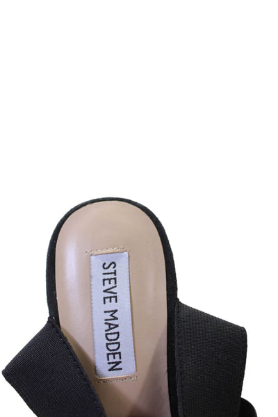 Steve Madden Women's Open Toe Suede Espadrille Wedge Sandals Black Size 7.5