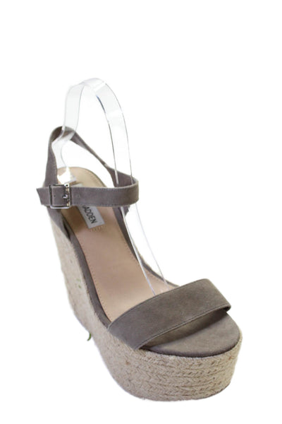 Steve Madden Women's Open Toe Platform Wedge Sandals Gray Size 8