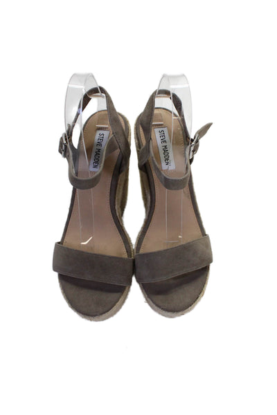 Steve Madden Women's Open Toe Platform Wedge Sandals Gray Size 8