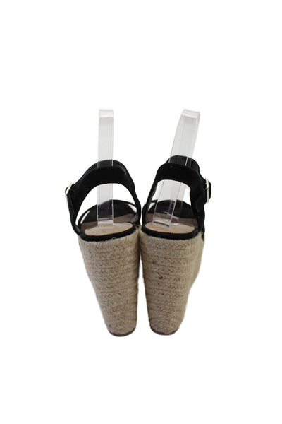 Steve Madden Women's Suede Platform Wedge Espadrille Sandals Black Size 7.5