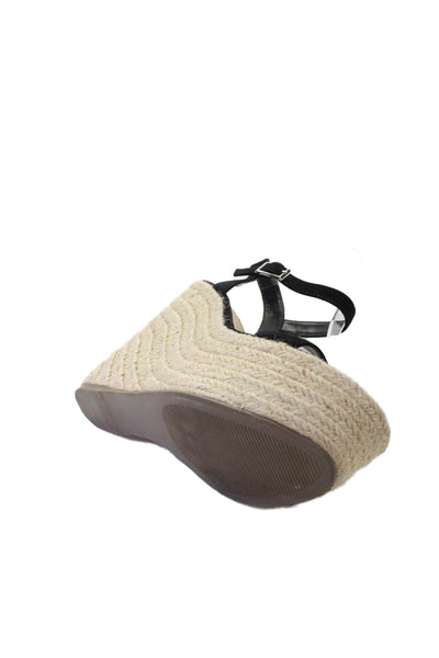 Steve Madden Women's Suede Platform Wedge Espadrille Sandals Black Size 7.5