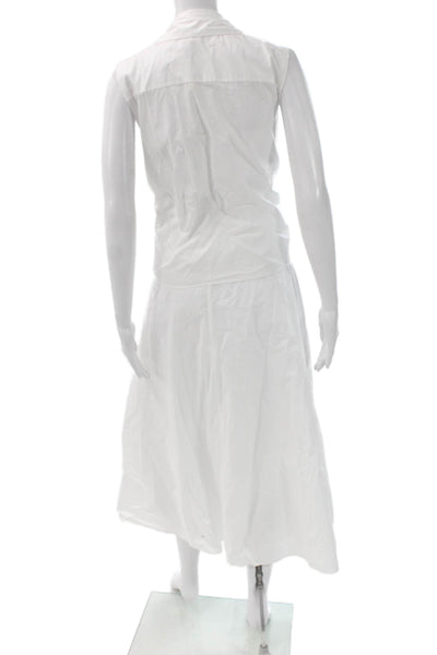 Zara Women Shirt Dress White Collared Sleeveless Cotton Long Button Size XS