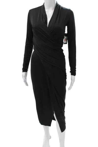 Rachel Rachel Roy Womens Bodycon Wrap Dress Black Long Sleeve Size XS