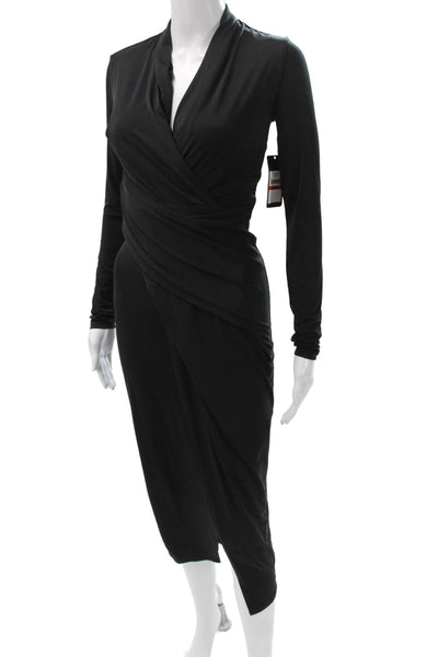 Rachel Rachel Roy Womens Bodycon Wrap Dress Black Long Sleeve Size XS