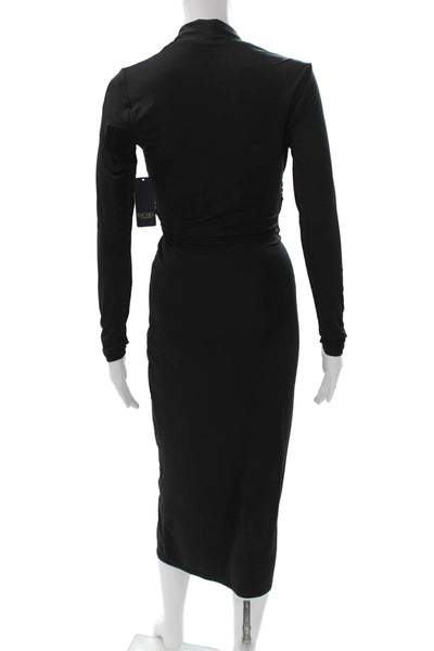 Rachel Rachel Roy Womens Bodycon Wrap Dress Black Long Sleeve Size XS