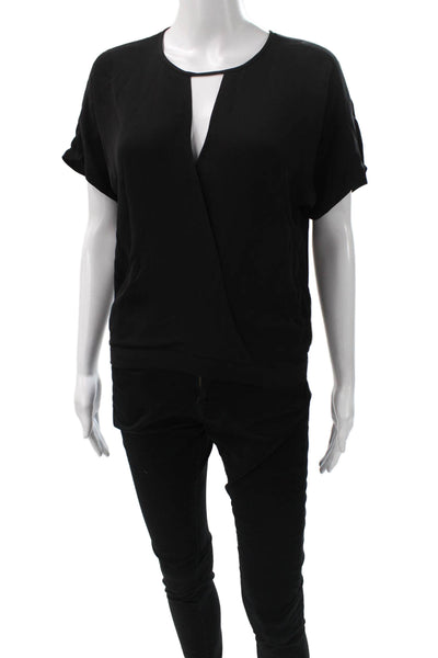Theory Womens Black Sleeveless Round Neck Zip Blouse Size PP