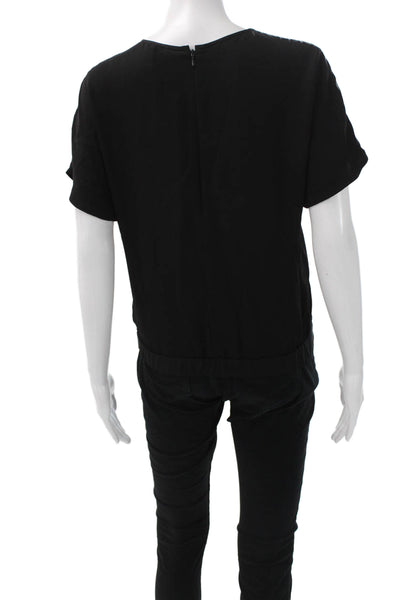 Theory Womens Black Sleeveless Round Neck Zip Blouse Size PP