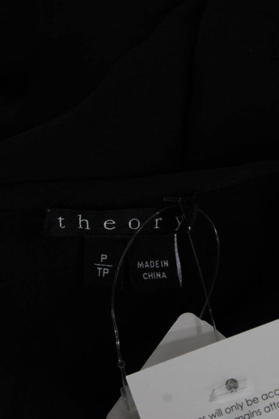 Theory Womens Black Sleeveless Round Neck Zip Blouse Size PP