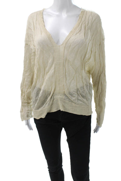 RLX Ralph Lauren Unisex Beige V-Neck Pullover Sweater Long Sleeve Size S