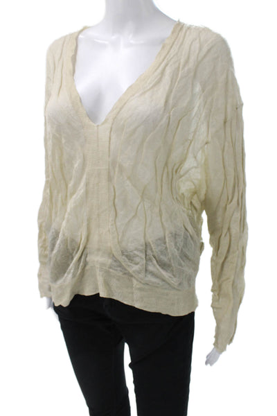 RLX Ralph Lauren Unisex Beige V-Neck Pullover Sweater Long Sleeve Size S