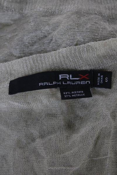 RLX Ralph Lauren Unisex Beige V-Neck Pullover Sweater Long Sleeve Size S