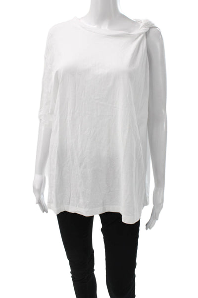 Zara Women Basic White Cotton Round Neck Short Sleeve T-Shirt Size L
