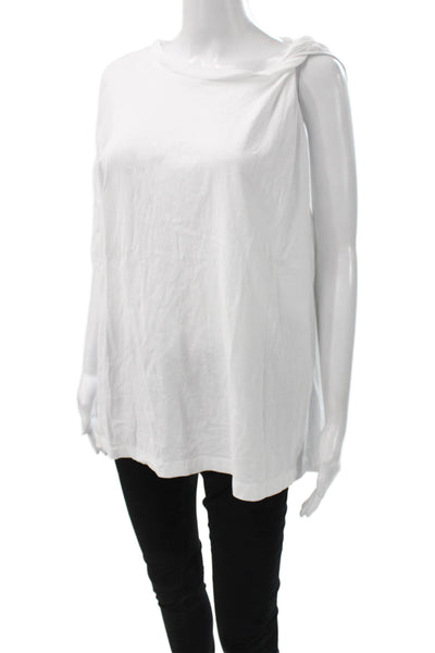 Zara Women Basic White Cotton Round Neck Short Sleeve T-Shirt Size L