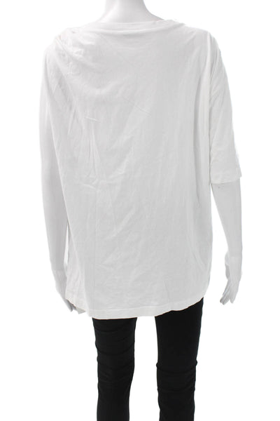 Zara Women Basic White Cotton Round Neck Short Sleeve T-Shirt Size L