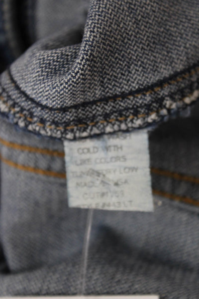 Earl Jean Womens Dark Blue Collared Button Solid Long Sleeve 90s Jacket Size M