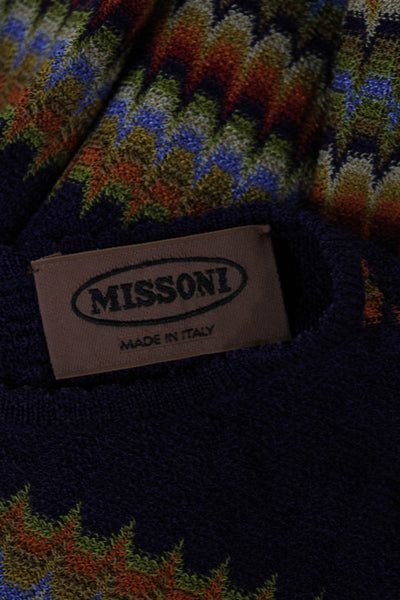 Missoni Orange Label Unisex Purple Striped Crew Neck Button Pullover Size 42