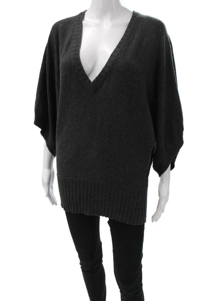 La Rok Unisex V-Neck Pullover Sweater Dark Gray Cotton Cashmere Size S