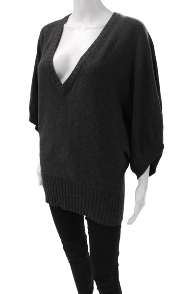La Rok Unisex V-Neck Pullover Sweater Dark Gray Cotton Cashmere Size S