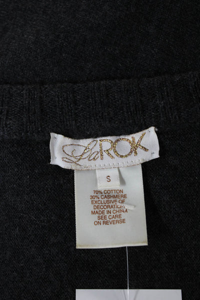 La Rok Unisex V-Neck Pullover Sweater Dark Gray Cotton Cashmere Size S