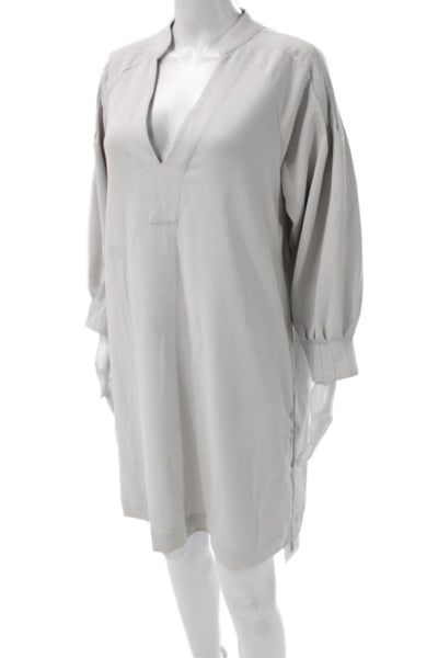Brochu Walker Womens Shirt Dress Gray Vneck Long Sleeve Cotton Knee Size M