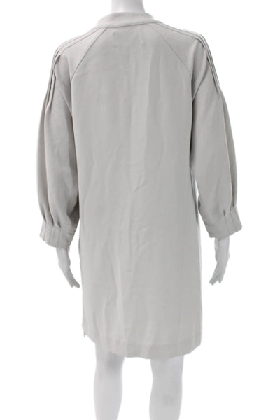 Brochu Walker Womens Shirt Dress Gray Vneck Long Sleeve Cotton Knee Size M