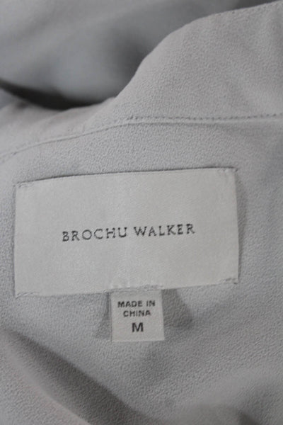 Brochu Walker Womens Shirt Dress Gray Vneck Long Sleeve Cotton Knee Size M