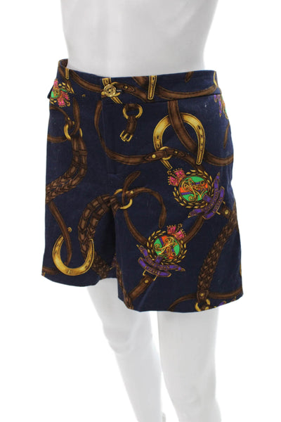 Lauren Ralph Lauren Unisex Dark Blue Button Shorts Cotton Elastane Size 8