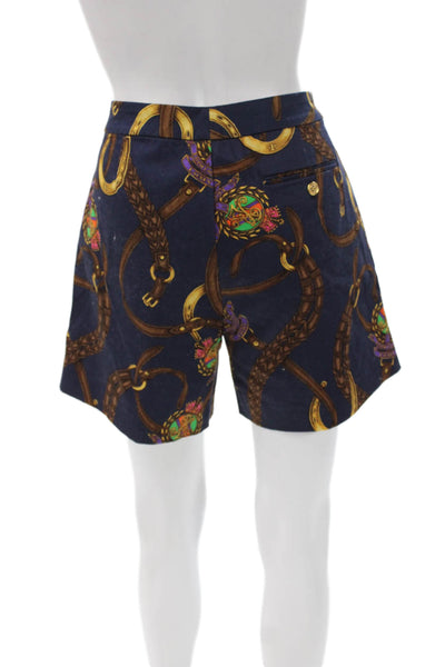 Lauren Ralph Lauren Unisex Dark Blue Button Shorts Cotton Elastane Size 8