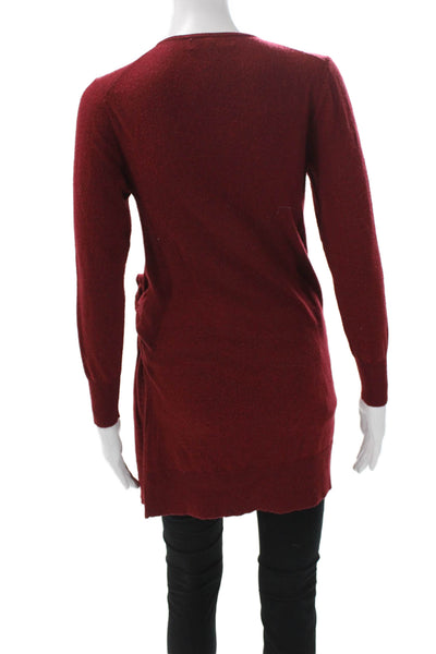 Thakoon Women Pullover Sweater Red V-Neck Long Sleeve Size XL