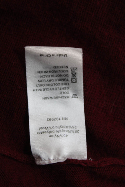 Thakoon Women Pullover Sweater Red V-Neck Long Sleeve Size XL