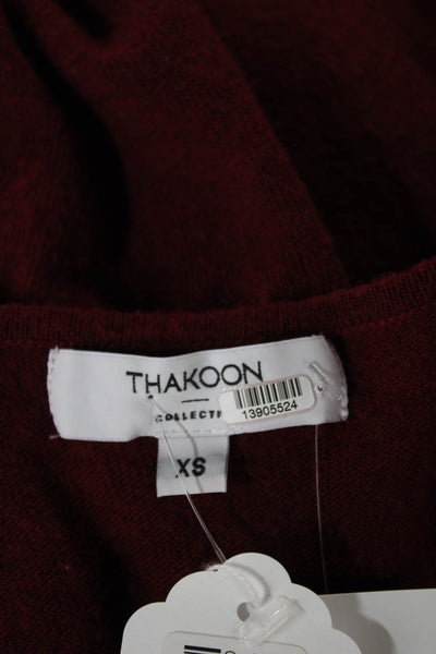 Thakoon Women Pullover Sweater Red V-Neck Long Sleeve Size XL