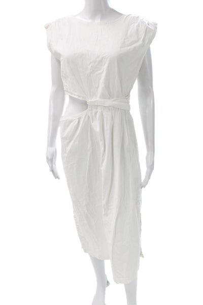Love Whit by Whitney Port Women White Shift Dress Knee Length Round Neck Size L