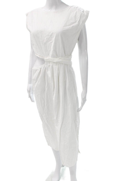 Love Whit by Whitney Port Women White Shift Dress Knee Length Round Neck Size L