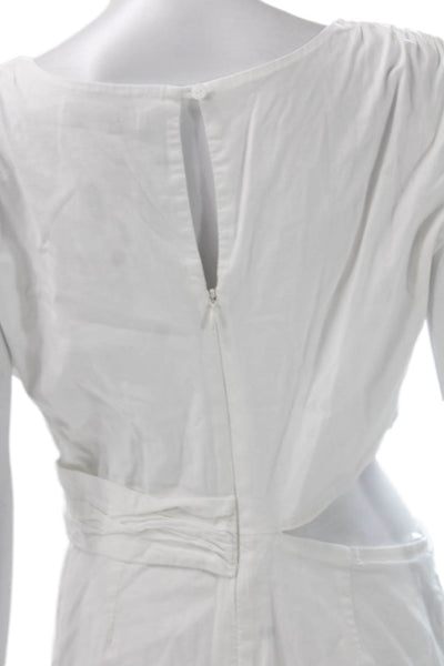 Love Whit by Whitney Port Women White Shift Dress Knee Length Round Neck Size L