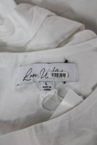 Love Whit by Whitney Port Women White Shift Dress Knee Length Round Neck Size L