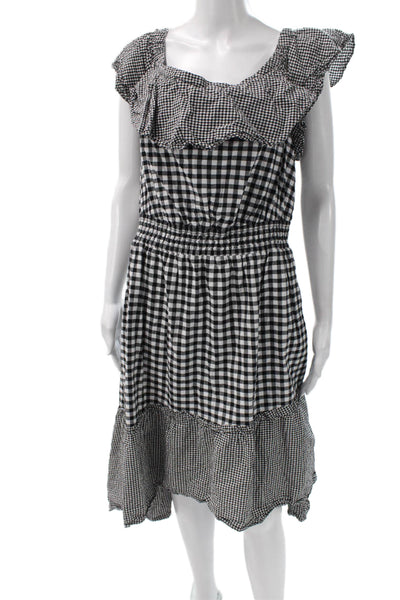 Rachel Rachel Roy Womens Black Check Sundress Square Neck Knee Length Size 1X
