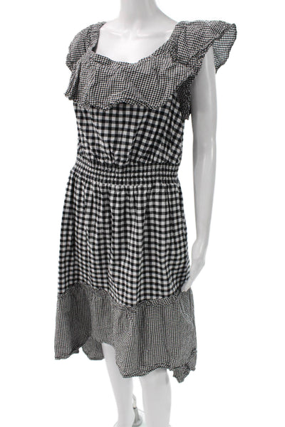 Rachel Rachel Roy Womens Black Check Sundress Square Neck Knee Length Size 1X