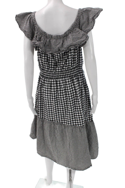 Rachel Rachel Roy Womens Black Check Sundress Square Neck Knee Length Size 1X