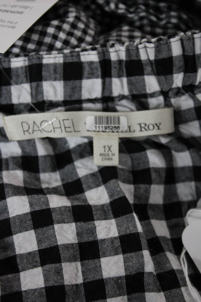 Rachel Rachel Roy Womens Black Check Sundress Square Neck Knee Length Size 1X