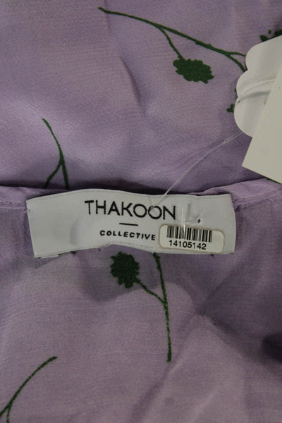 Thakoon Women Purple Floral V Neck Sleeveless Slip Dress Mini Size 6