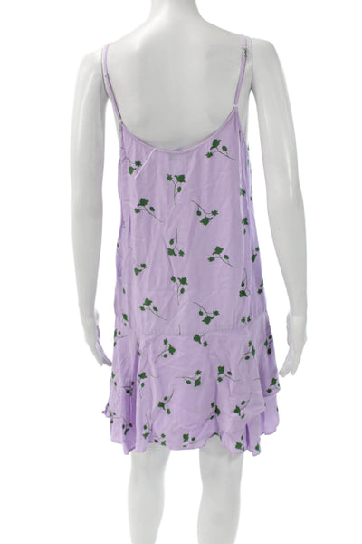 Thakoon Women Purple Floral Slip Dress V-Neck Sleeveless Above Knee Size 8
