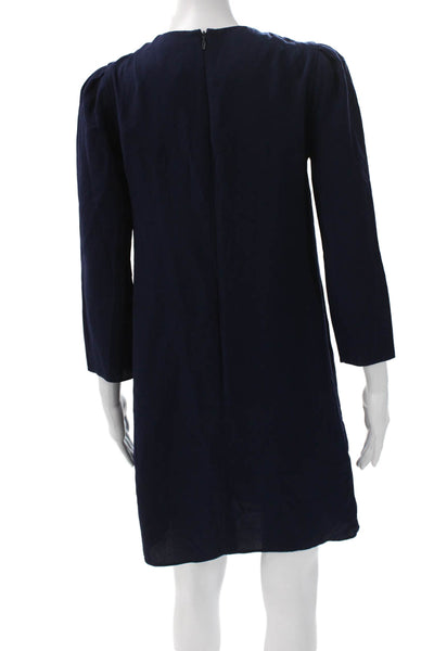 Shoshanna Women Dark Blue Nautical Shift Dress 3/4 Sleeve Mini Size 2